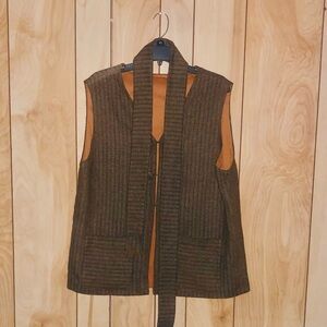 Brown Striped Vest with Scarf
